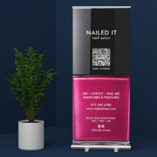 Chic Modern Pink Nail Polish Bottle Nail Salon Retractable Banner