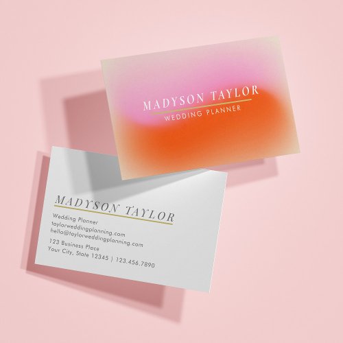 Chic Modern Pink Orange Gradient  Business Card