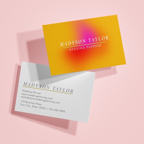 Chic Modern Pink Orange Yellow Gradient  Business Card