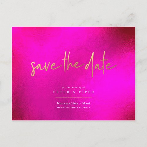 ChicModern Pink Signature Script Save the Date Postcard