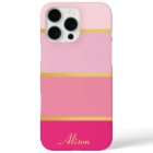 Chic Modern pink Stripes gold Name