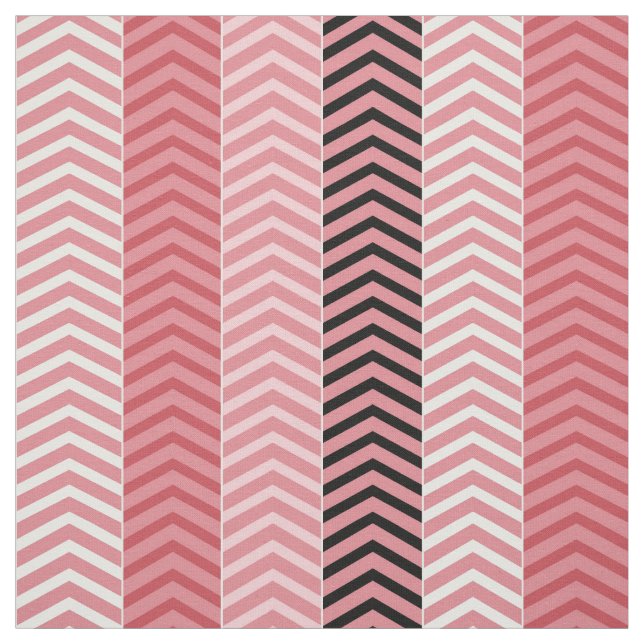 Chic Modern Pink Variegated Chevron Stripes Fabric (Swatch)