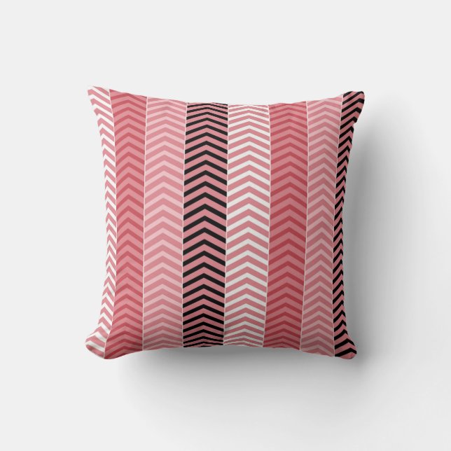 Chic Modern Pink Variegated Chevron Stripes Throw Pillow (Front)