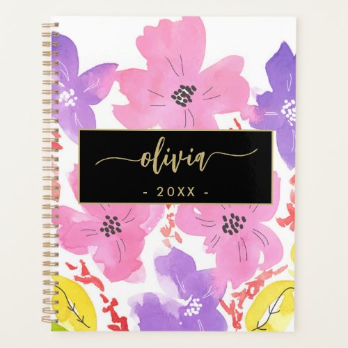 Chic Modern Pink Watercolor Floral 2023 Planner