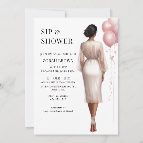 Chic Modern Pink White Bridal Wedding Shower  Invitation