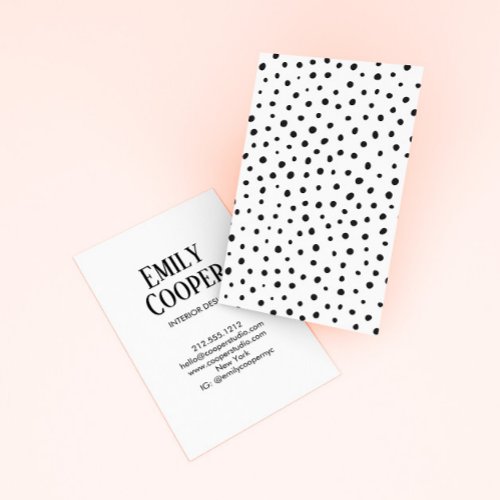 Chic Modern Polka Dot Black  White Business Card