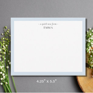 Chic Modern Powder Blue Correspondence Note Card