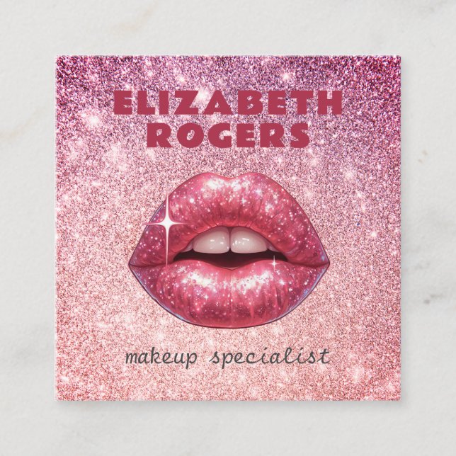 Chic Modern Professional Makeup Artist QR Code Square Business Card (Front)