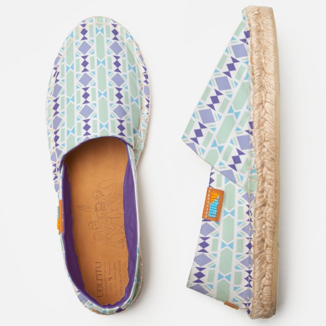 Chic Modern Purple Green Tribal Geometric Pattern Espadrilles (Side)