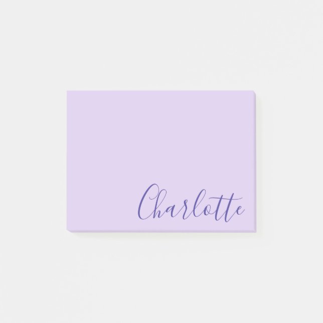 Chic Modern Purple Script Fully Customizable Post-it Notes (Front)