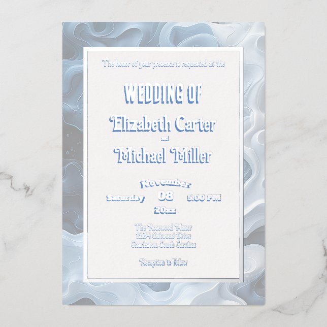 Chic Modern Quirky Blue Pastels Foil Invitation (Front)