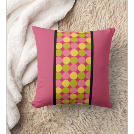 Chic Modern Rasberry Polka Dot Throw Pillow