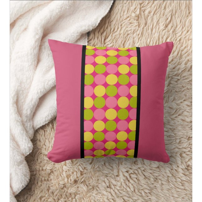 Chic Modern Rasberry Polka Dot Throw Pillow (Raspberry Throw Pillow Perfect for Home or Dorm )