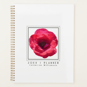 Chic Modern Red Rose Floral Custom Name Planner