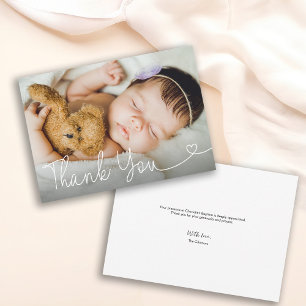 Chic Modern Religious Customizable Baptism Photo Thank You Card