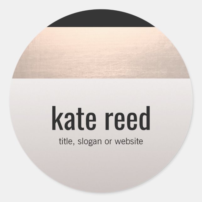 Chic Modern Rose Gold Accent Taupe Gray Classic Round Sticker (Front)