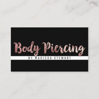 Chic Modern Rose Gold Brushstroke Body Piercing Business Card
