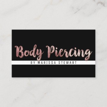 Chic Modern Rose Gold Brushstroke Body Piercing Business Card by BlackStrawberry_Co at Zazzle