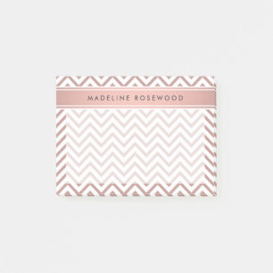 Chic Modern Rose Gold Chevron Monogrammed Post-it Notes