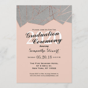 Chic Modern Rose Gold Geo Graduation Ceremony Invitation