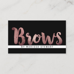 Chic Modern Rose Gold Simple Brushstroke Brows Business Card