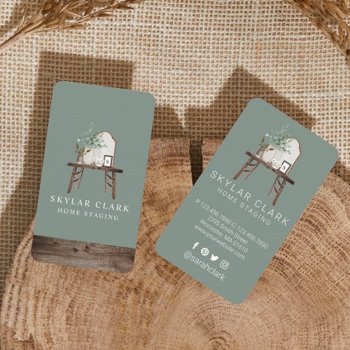 Chic Modern Rustic Home Staging Furniture  Decor Business Card