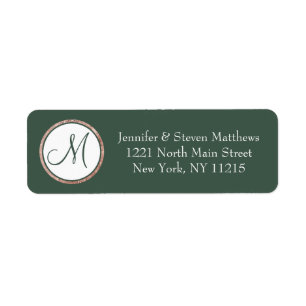 Chic Modern Sage Green Rose Gold Circle Monogram Label