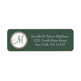 Chic Modern Sage Green Rose Gold Circle Monogram Label