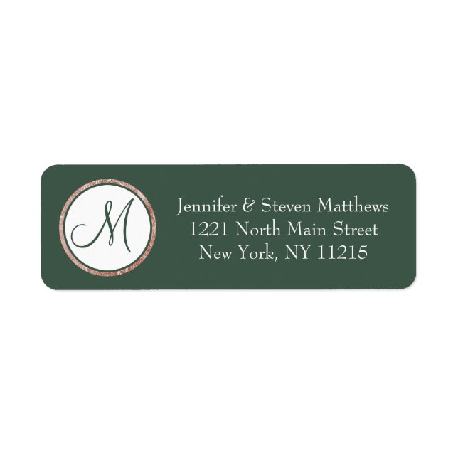 Chic Modern Sage Green Rose Gold Circle Monogram Label (Front)