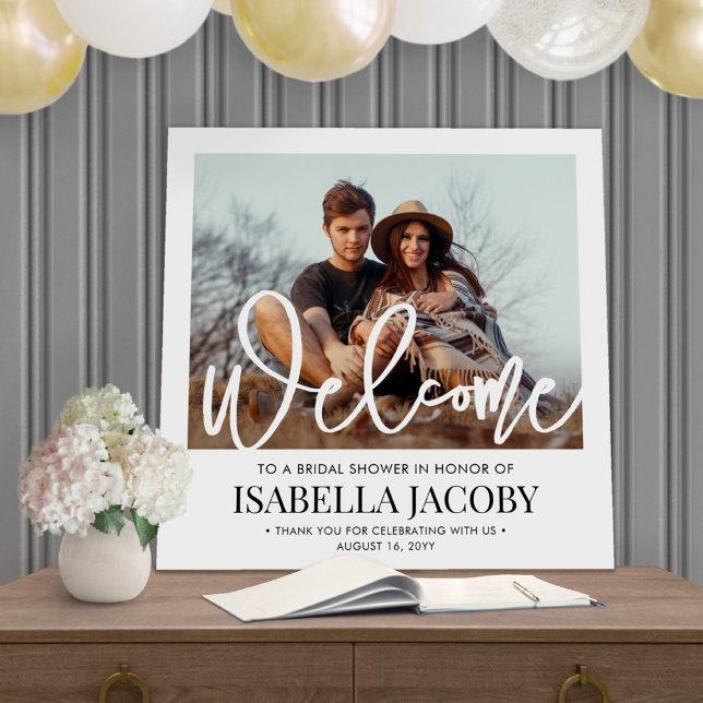 Chic Modern Script and Photo Bridal Shower Welcome Foam Board (Creator Uploaded)