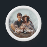Chic Modern Script and Photo Minimal Bridal Shower Paper Plates<br><div class="desc">Add an elegant touch to bridal shower decorations with chic modern custom photo paper plates. The picture and all wording on this template are simple to personalize for a couple's wedding shower, engagement party or other event. (IMAGE PLACEMENT TIP: An easy way to position a photo exactly how you want...</div>