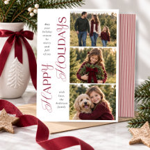Chic Modern Script Burgundy Happy Holidays Photo
