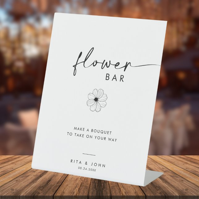 Chic Modern Script Flower Bar Wedding Sign (Creator Uploaded)