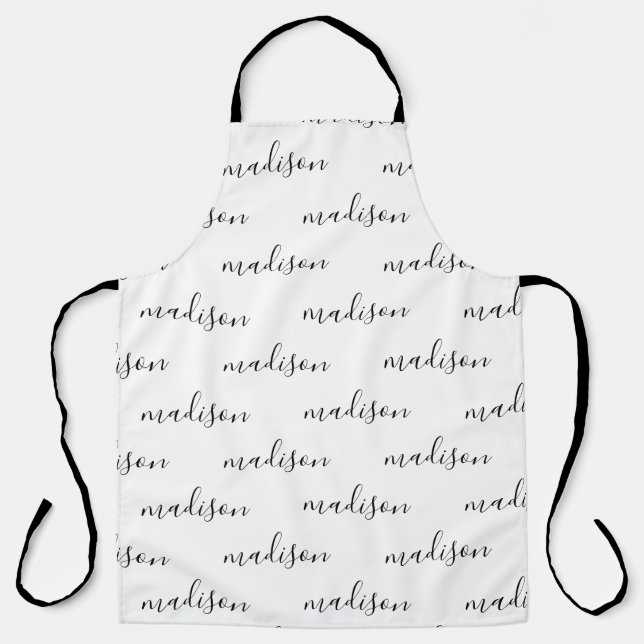 Chic Modern Script Personalized Name Print Apron (Front)