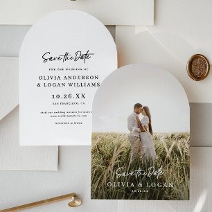 Chic Modern Script Photo Wedding Save The Date