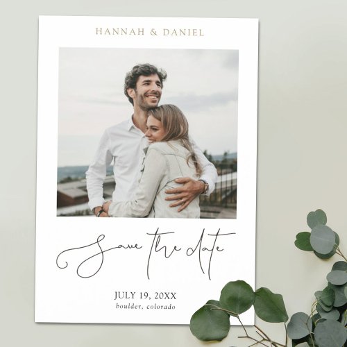 Chic Modern Script Photo Wedding Save The Date Mag Magnetic Invitation