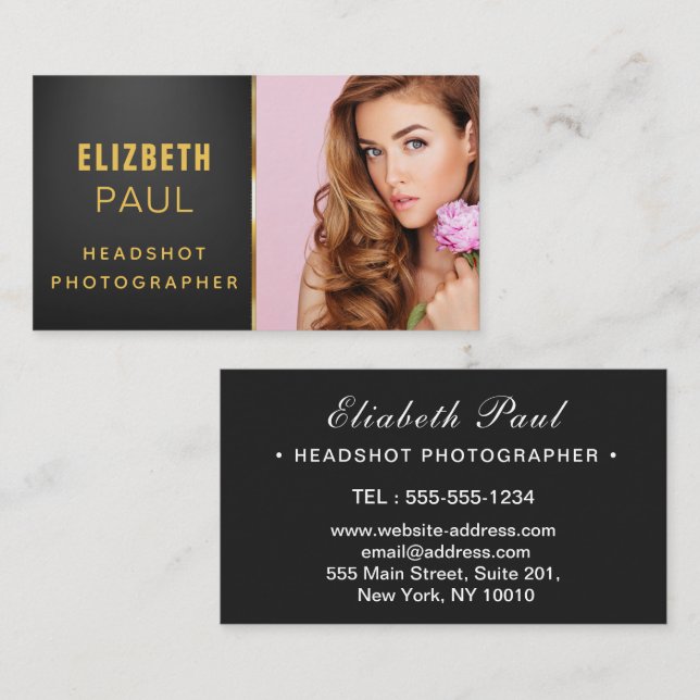 Chic Modern Script Typography Simple Photographer  Business Card (Front/Back)