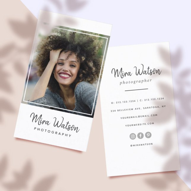 Chic Modern Script Typography Simple Photographer Business Card (Creator Uploaded)