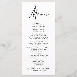 Chic Modern Script Wedding Menu
