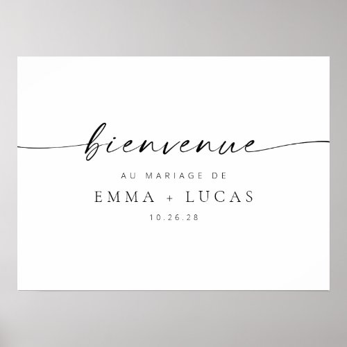 Chic Modern Script Wedding Welcome Sign  French