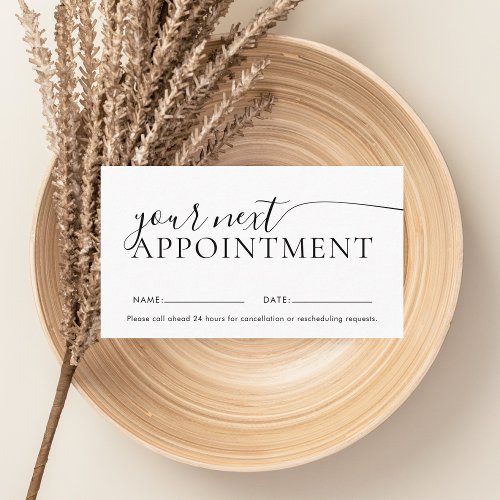 Chic Modern Script White Appointment Card