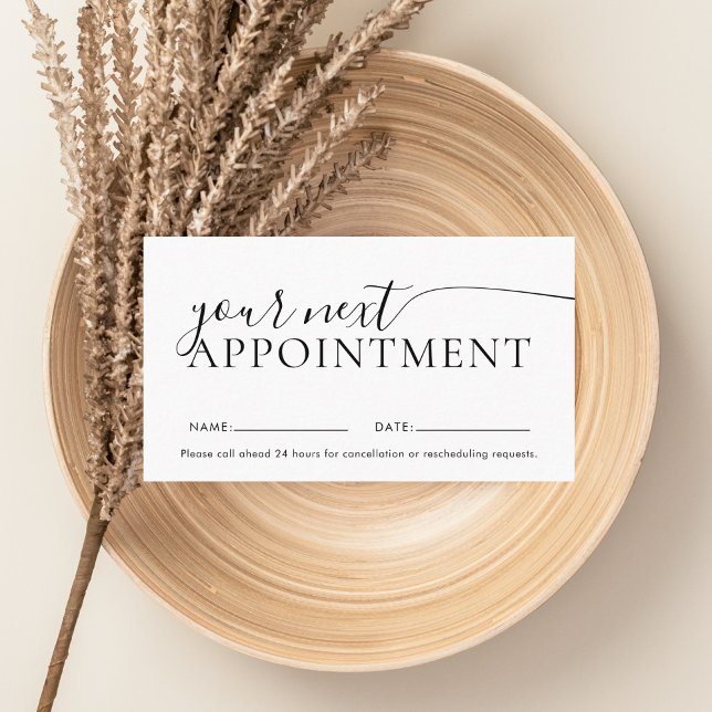 Chic Modern Script White Appointment Card (Creator Uploaded)
