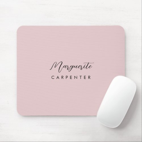 Chic Modern Signature Script Dusty Rose Mouse Pad