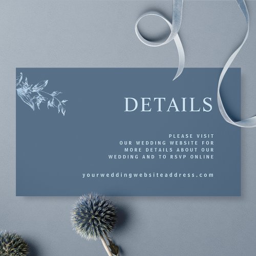 Chic Modern Simple Blue Wedding Website  Details Enclosure Card