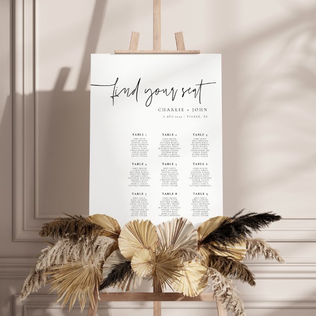 Chic Modern Simple Photo Wedding Seating Chart Foam Board (Creator Uploaded)