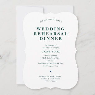 CHIC modern simple rehearsal dinner dark green Invitation
