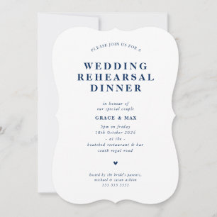 CHIC modern simple rehearsal dinner navy blue Invitation