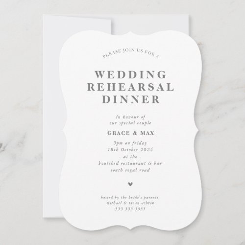 CHIC modern simple rehearsal dinner silver gray Invitation