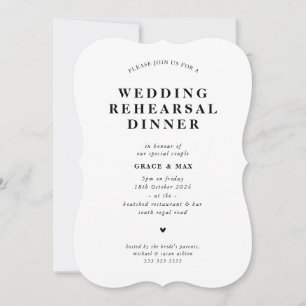 CHIC modern simple rehearsal dinner white black Invitation