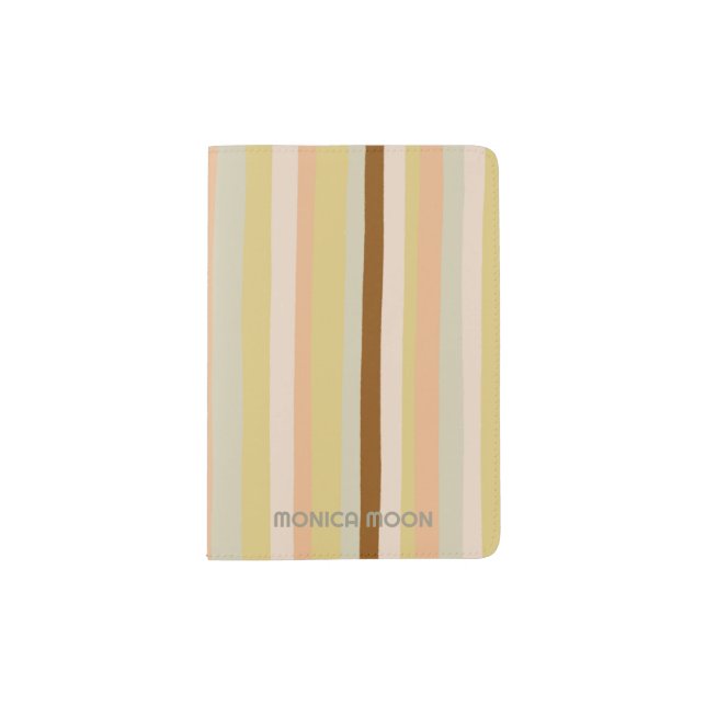 Chic Modern Simple Stripes Earthy CUSTOM Name Passport Holder (Front)